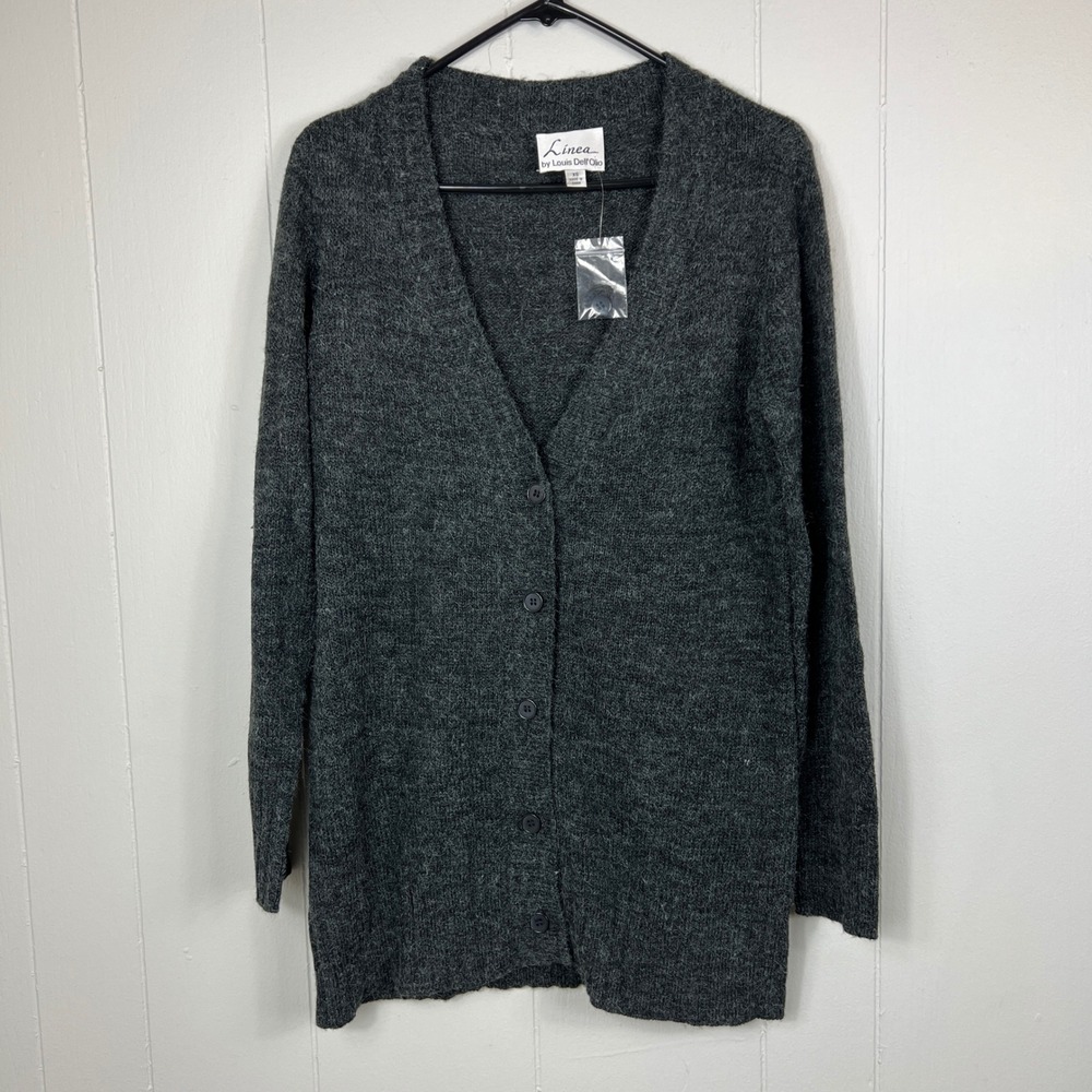 Linea by Louis Dell'Olio XS Gray Acrylic‎ Blend Button Front Long Cardigan